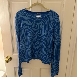 MOTHER Blue and Black Patterned Sweatshirt